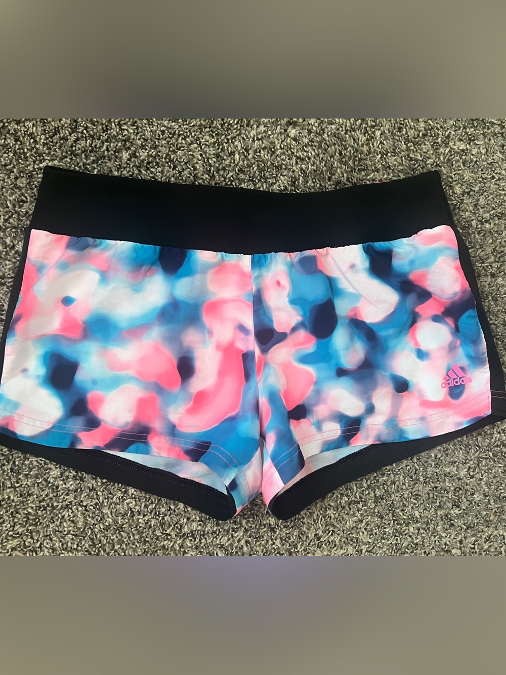 adidas Pink & Blue Abstract Print Bike Shorts